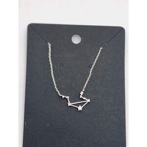 Sterling Silver 16" Chain With CZ Libra Zodiac Constellation Pendant